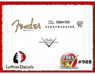 Fender Decal Stratocaster Guitar Decal #98b 